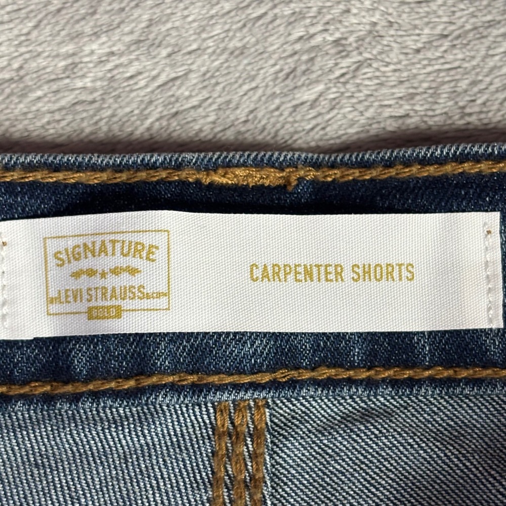 Signature Levi Strauss Men 42 Blue Carpenter Shorts Premium Flex Denim Utility - Picture 5 of 8